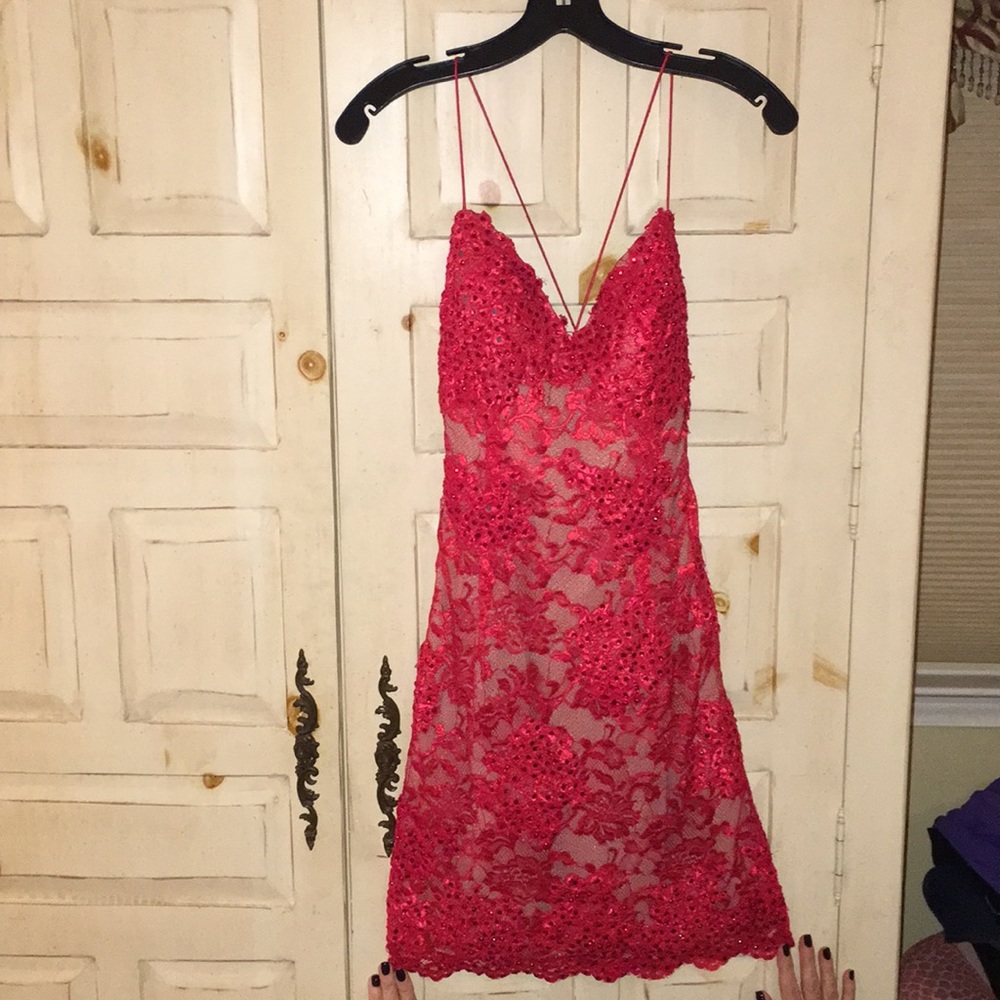 Jovani red lace dress